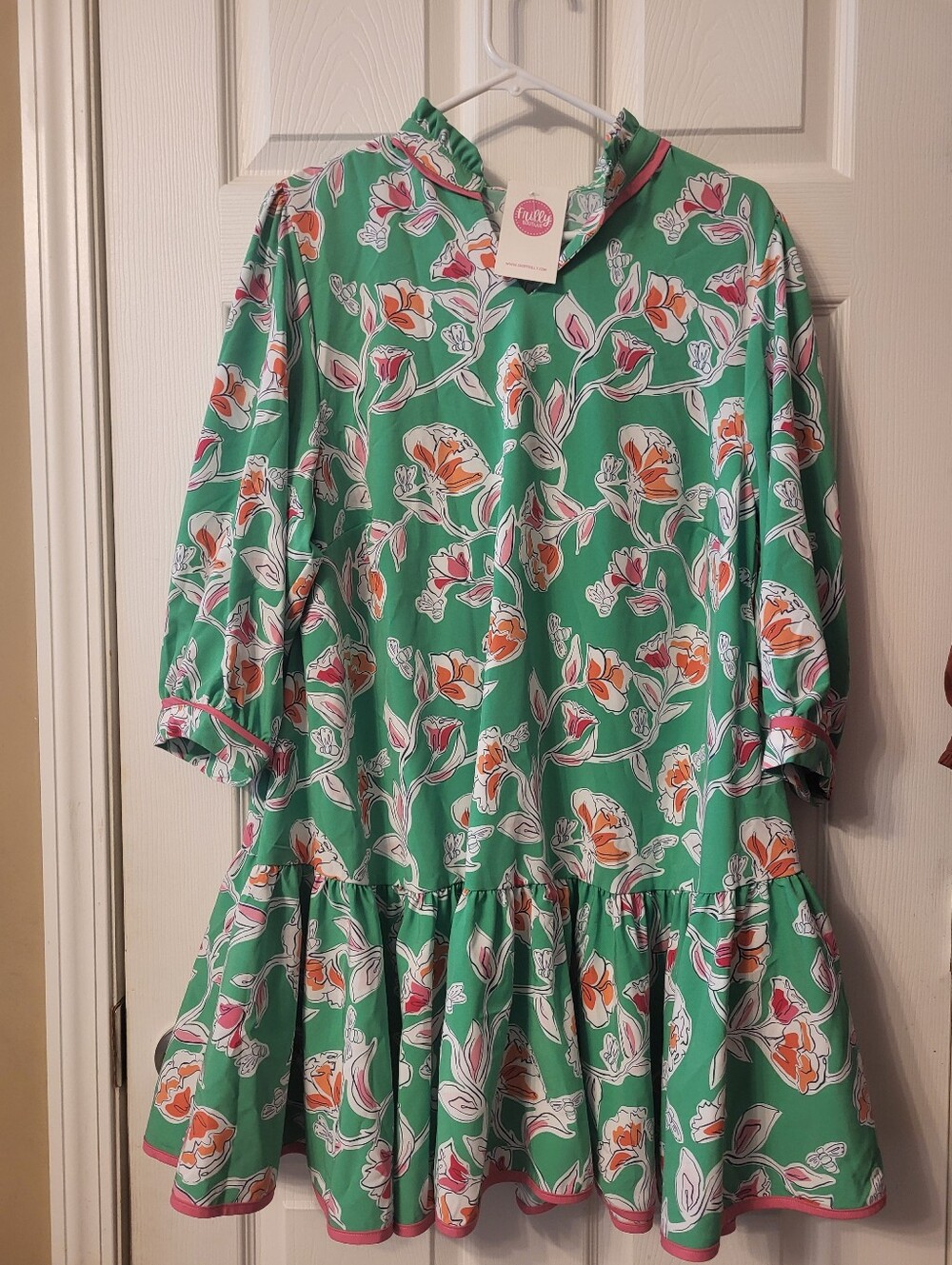 Kids Floral Tiered Dress with Hood - Green Floral
